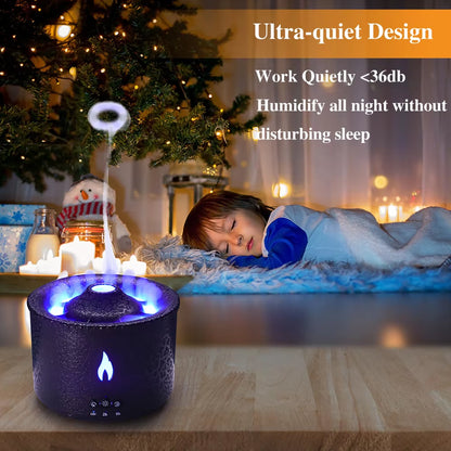 Flame Volcano Air Humidifier Fire Aroma Diffuser Ultrasonic Mist Maker Essential Oil Jellyfish Diffuser Fragrance for Home Room