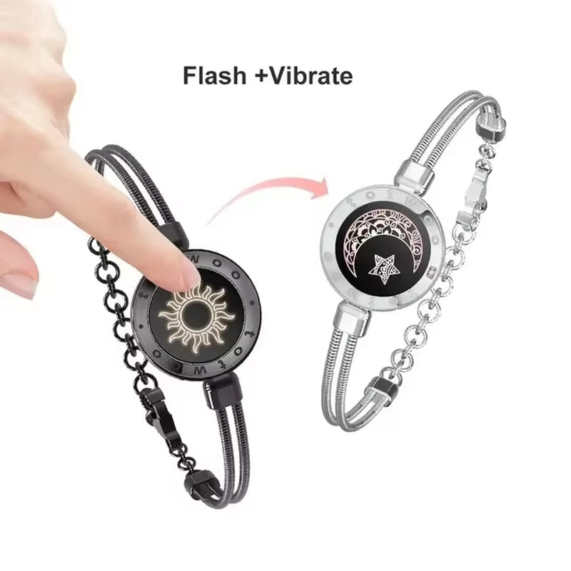 Bracelets for Couples, Long Distance Touch Light Up and Vibrate