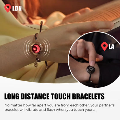 Bracelets for Couples, Long Distance Touch Light Up and Vibrate