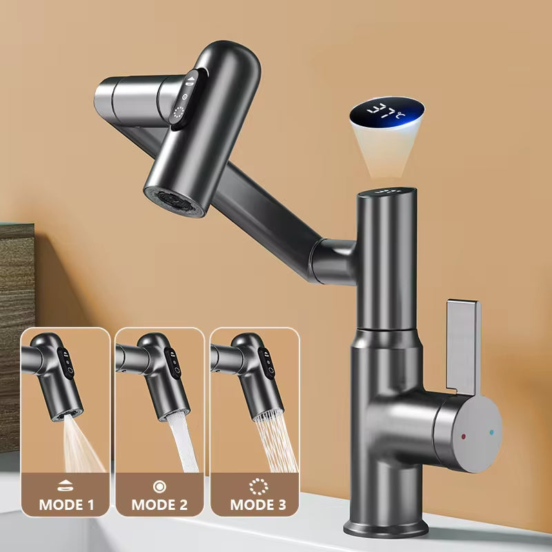 Digital Display LED Basin Faucet 360 Rotation Multi-Function