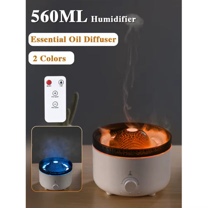 Flame Volcano Air Humidifier Fire Aroma Diffuser Ultrasonic Mist Maker Essential Oil Jellyfish Diffuser Fragrance for Home Room