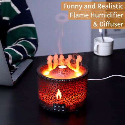 Flame Volcano Air Humidifier Fire Aroma Diffuser Ultrasonic Mist Maker Essential Oil Jellyfish Diffuser Fragrance for Home Room