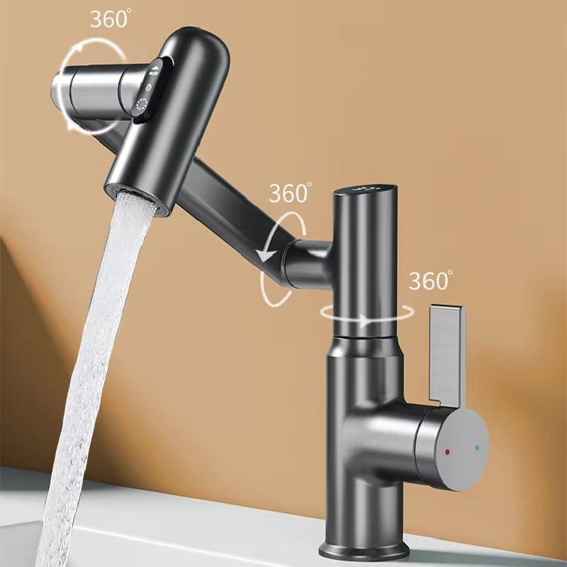 Digital Display LED Basin Faucet 360 Rotation Multi-Function