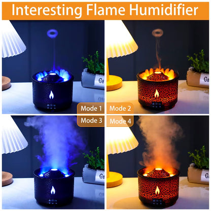 Flame Volcano Air Humidifier Fire Aroma Diffuser Ultrasonic Mist Maker Essential Oil Jellyfish Diffuser Fragrance for Home Room