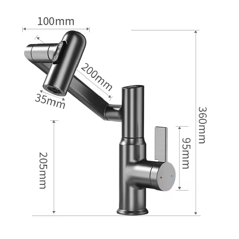 Digital Display LED Basin Faucet 360 Rotation Multi-Function